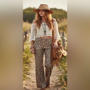 BERSHKA faux leather snake print pants size medium